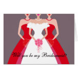 Will you be my Bridesmaid? Bridal Party (red) Greeting Cards