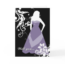 will you be my bridesmaid? : flowered silhouette : card