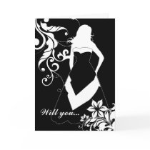 will you be my bridesmaid? : flowered silhouette : greeting card
