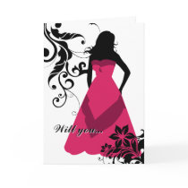 will you be my bridesmaid? : flowered silhouette : greeting cards