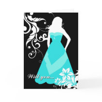will you be my bridesmaid? : flowered silhouette : greeting cards