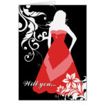 will you be my bridesmaid? : flowered silhouette : cards
