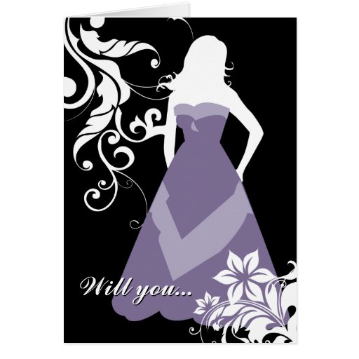 will you be my bridesmaid? : flowered silhouette : card