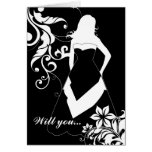 will you be my bridesmaid? : flowered silhouette : greeting card