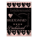 Will You Be My Bridesmaid Pink and Black Greeting Card