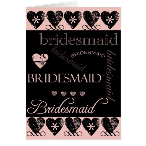 Will You Be My Bridesmaid Pink and Black Greeting Card