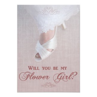 Will You Be My Flower Girl? Pretty in Pink! 5" X 7" Invitation Card