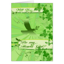 Will you be my Flower Girl, Spring Green Greeting Card