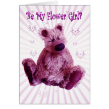 Will you be my Flower Girl, teddy bear wedding Greeting Card
