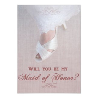 Will You Be My Maid of Honor? Pretty in Pink! 5" X 7" Invitation Card