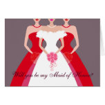 Will you be my Maid of Honour? Bridal Party (red) Cards