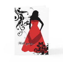 will you be my maid of honour? : elegant silhouett greeting cards