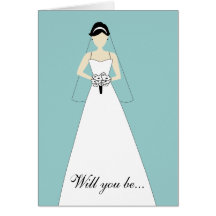 Will You Be My Maid of Honour? White Blue Greeting Cards