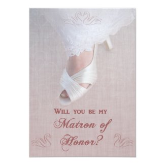 Will You Be My Matron of Honor? Pretty in Pink! 5" X 7" Invitation Card