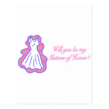 Will You Be My Matron Of Honour (Dress) Postcard