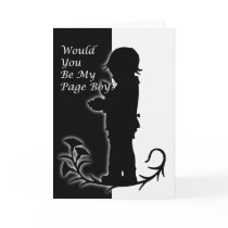 Will you be my pageboy, old time black and white greeting card