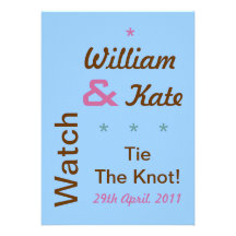 William and Kate Tie The Knot Invite (5x7, Blue)