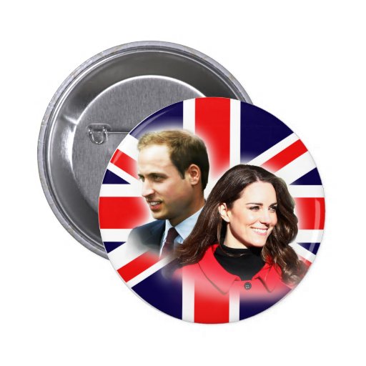 William & Kate British Flag Button