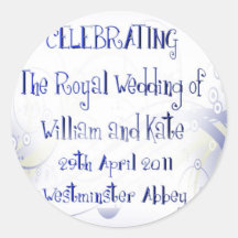William & Kate Royal Wedding Collectibles Souvenir Round Stickers