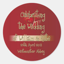 William & Kate Royal Wedding Collectibles Souvenir Round Stickers