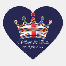 William & Kate Wedding Heart Stickers