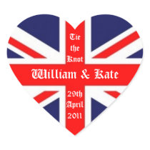 William & Kate Wedding-Union Jack Heart Stickers
