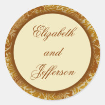 William Morris Gold Leaves Monogrammed Sticker