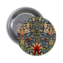 William Morris Snakeshead Floral Design Button