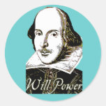 William Shakespeare Will Power T shirt Round Stickers