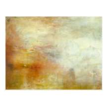 william turner - sun setting over a lake post card