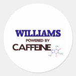 Williams powered by caffeine round stickers