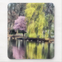 Willow and Cherry by Lake Mouse Pads