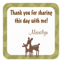 Willow Deer Baby Mommy Kiss square sticker