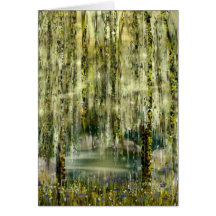 Willows' Tears Pond Digital Dreamscape Greeting Cards