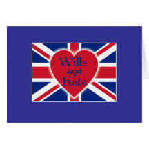 Wills and Kate with Union Jack on Tshirts, Gifts Cards