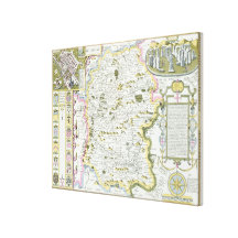 Wiltshire, engraved by Jodocus Hondius Stretched Canvas Print