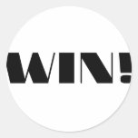 Win! Round Stickers