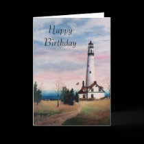 Wind Point Light Birthday Card cards