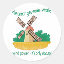 WIND POWER ROUND STICKER