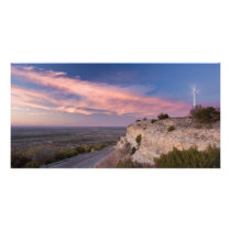 Wind Turbine in west Texas at Sunset Custom Photo Card