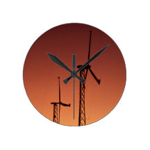 Wind Turbine Round Wall Clocks