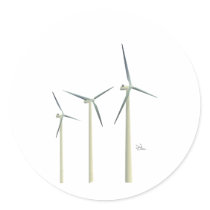 Wind Turbine Round Stickers