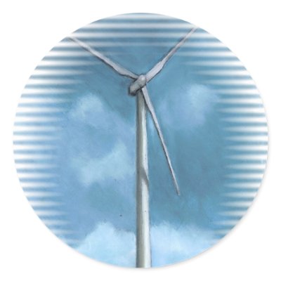 WIND TURBINE ROUND STICKER by joyart