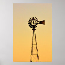 Windmill At Sunset Poster