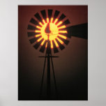 Windmill in the sunset poster