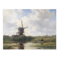Windmill Landscape - Willem Roelofs postcards