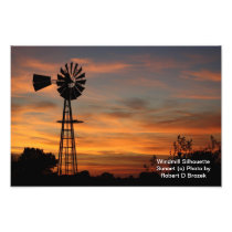 Windmill Silhouette Sunset Photo
