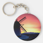 Windmill silhouette with mountains, Skagit Valley, Keychain
