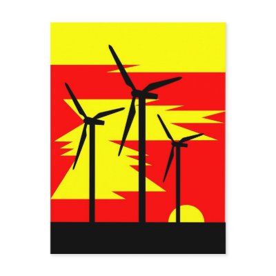 Windmill Sunrise Colour - Siemens Wind Power Postcard by lonvig
