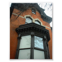 Window and Facade of Buffalo brick Victorian home Art Photo